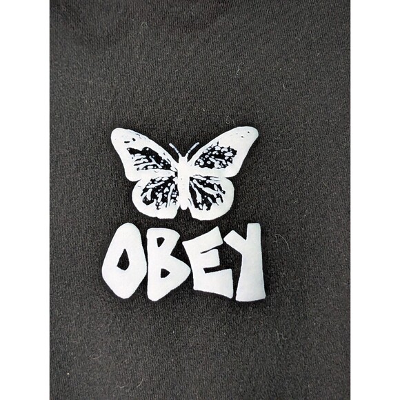 OBEY Hoodie Sweatshirt Adult Large Black Pullover Cotton Butterfly Metamorphosis - Picture 6 of 10